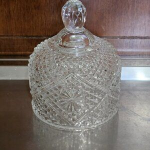 Fostoria Avon Diamond Starburst Cheese Butter Dome Lid Cloche 4" pressed glass